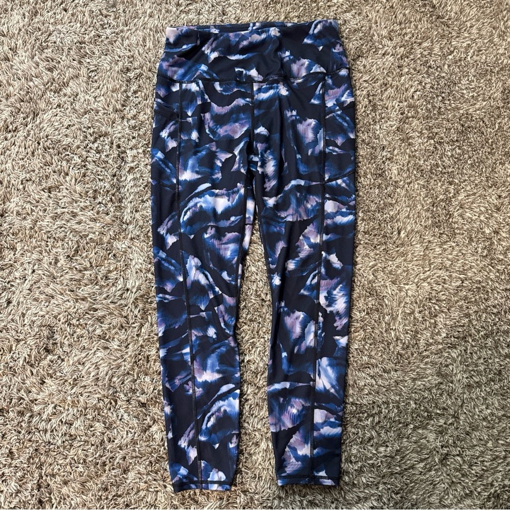 Gaiam Athletic Leggings Blue And Purple Abstract Womens Size Medium